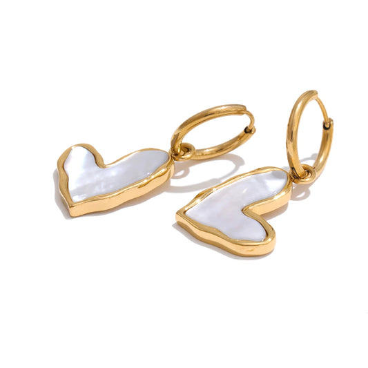 Heart Shell Versatile Hoop Earrings - Ecru