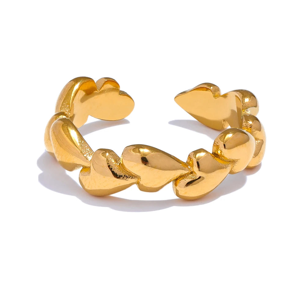 Heart Textured Adjustable Modern Ring - Ecru