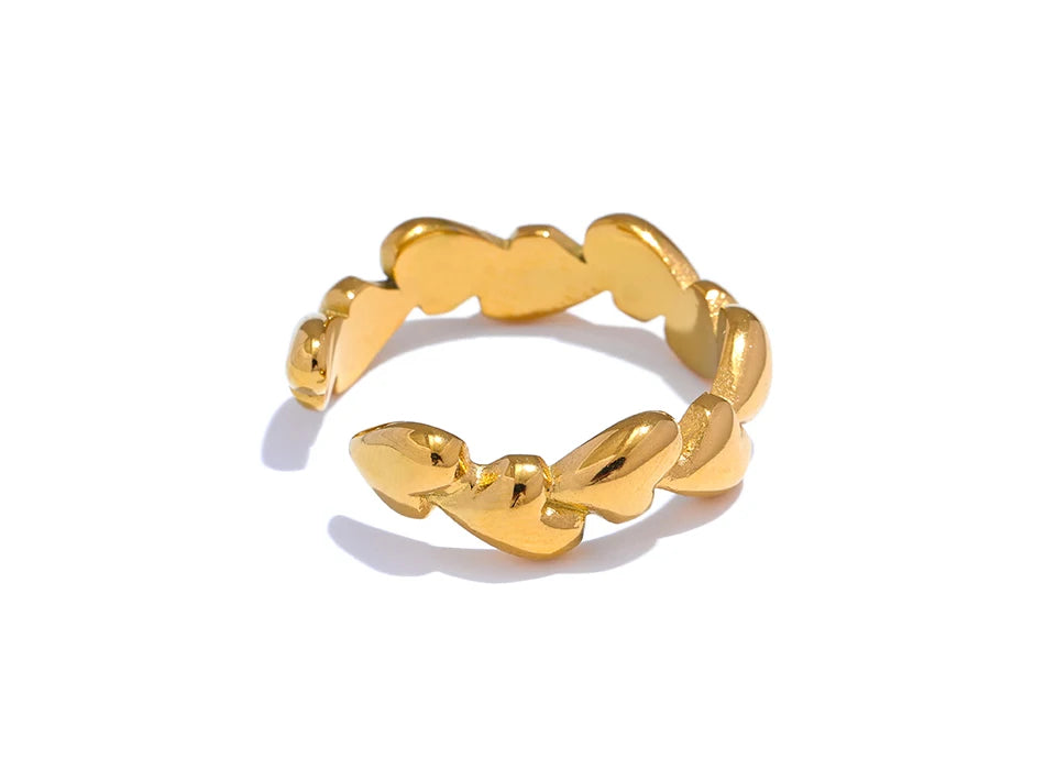 Heart Textured Adjustable Modern Ring - Ecru