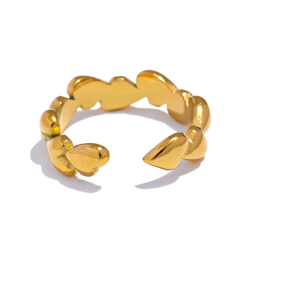 Heart Textured Adjustable Modern Ring - Ecru