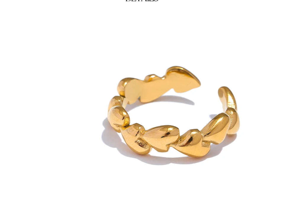 Heart Textured Adjustable Modern Ring - Ecru