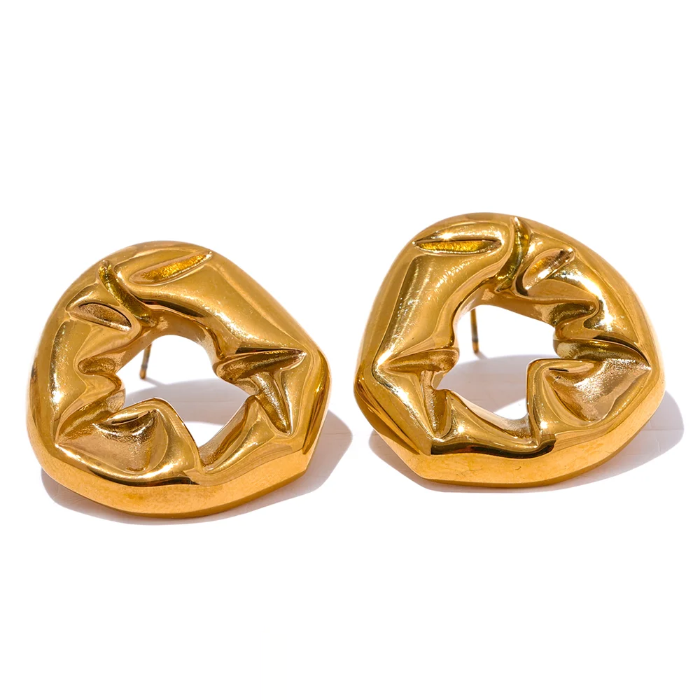 Hollow Geometric Statement Texture Earrings