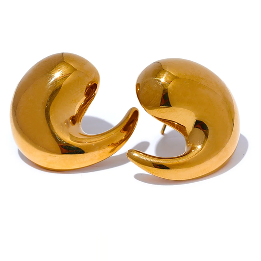 Hypoallergenic Geometric Water Drop Earrings - Ecru