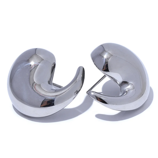 Hypoallergenic Geometric Water Drop Earrings - Ecru