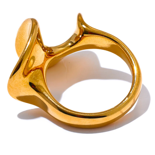 Irregular Geometric Smooth Metal Ring - Ecru