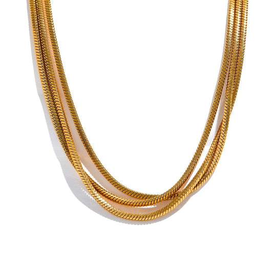 Layered Adjustable Long Chain Necklace - Ecru