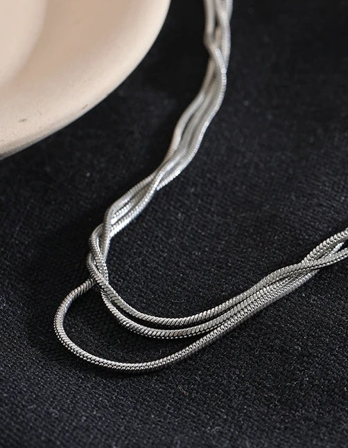 Layered Adjustable Long Chain Necklace - Ecru