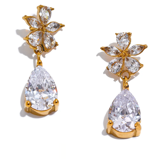 Luxury Colorful Flower Party Earrings - Ecru
