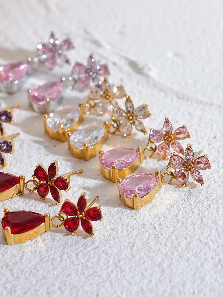 Luxury Colorful Flower Party Earrings - Ecru