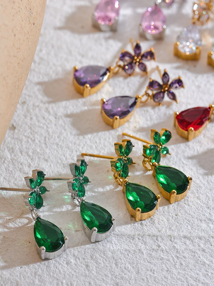 Luxury Colorful Flower Party Earrings - Ecru