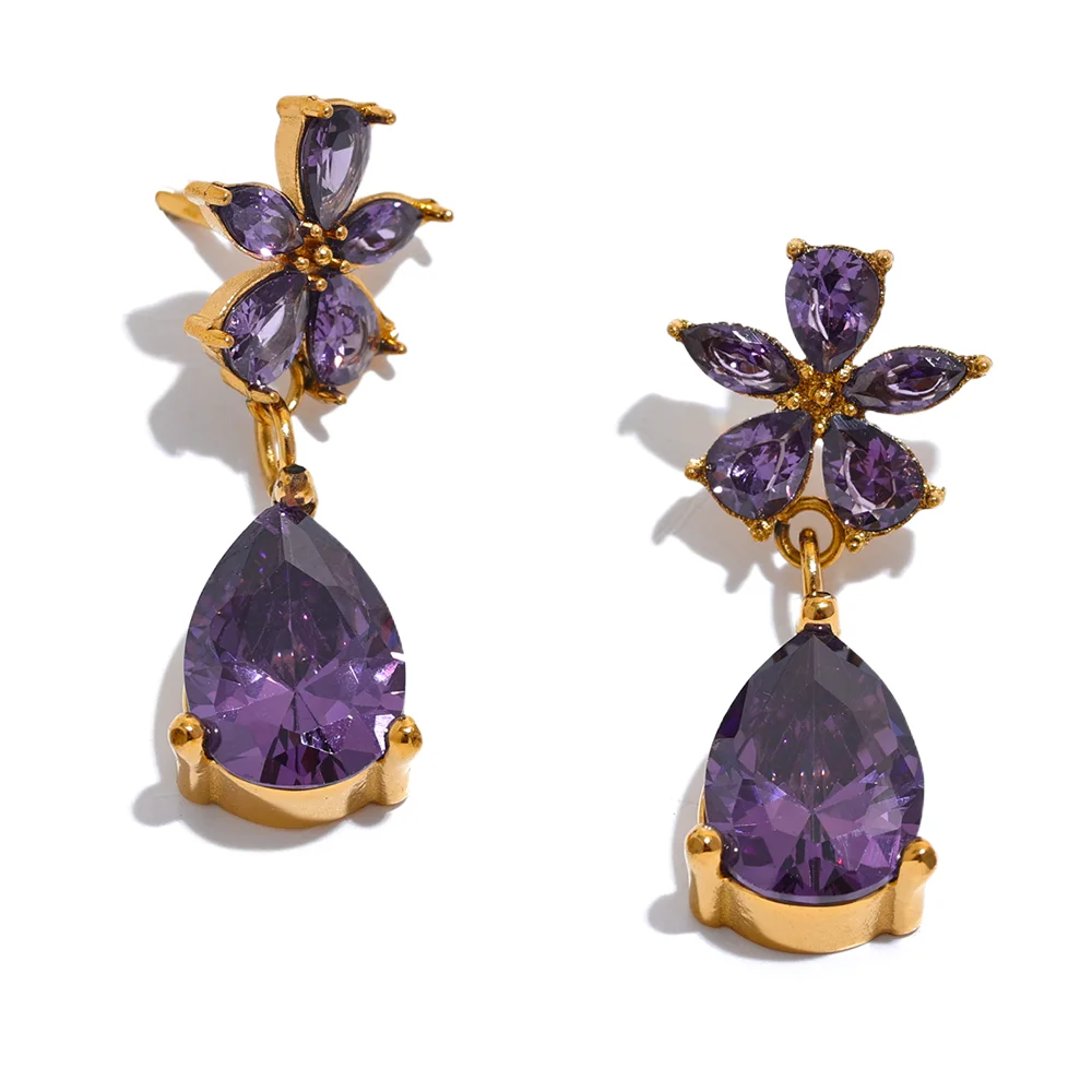 Luxury Colorful Flower Party Earrings - Ecru
