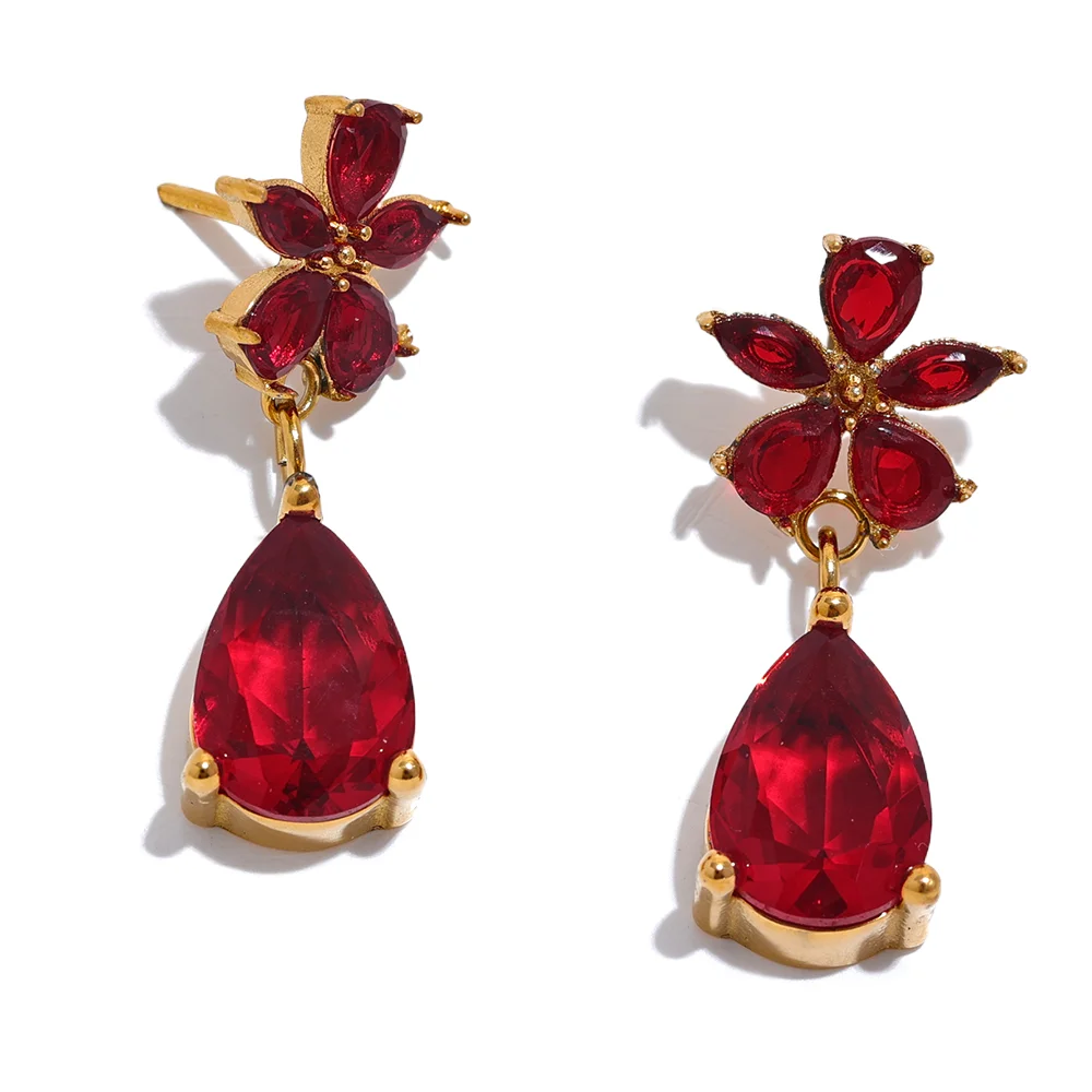 Luxury Colorful Flower Party Earrings - Ecru