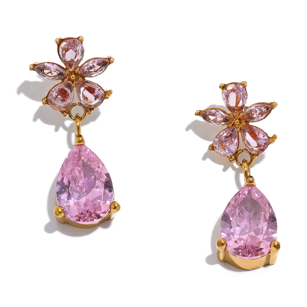 Luxury Colorful Flower Party Earrings - Ecru