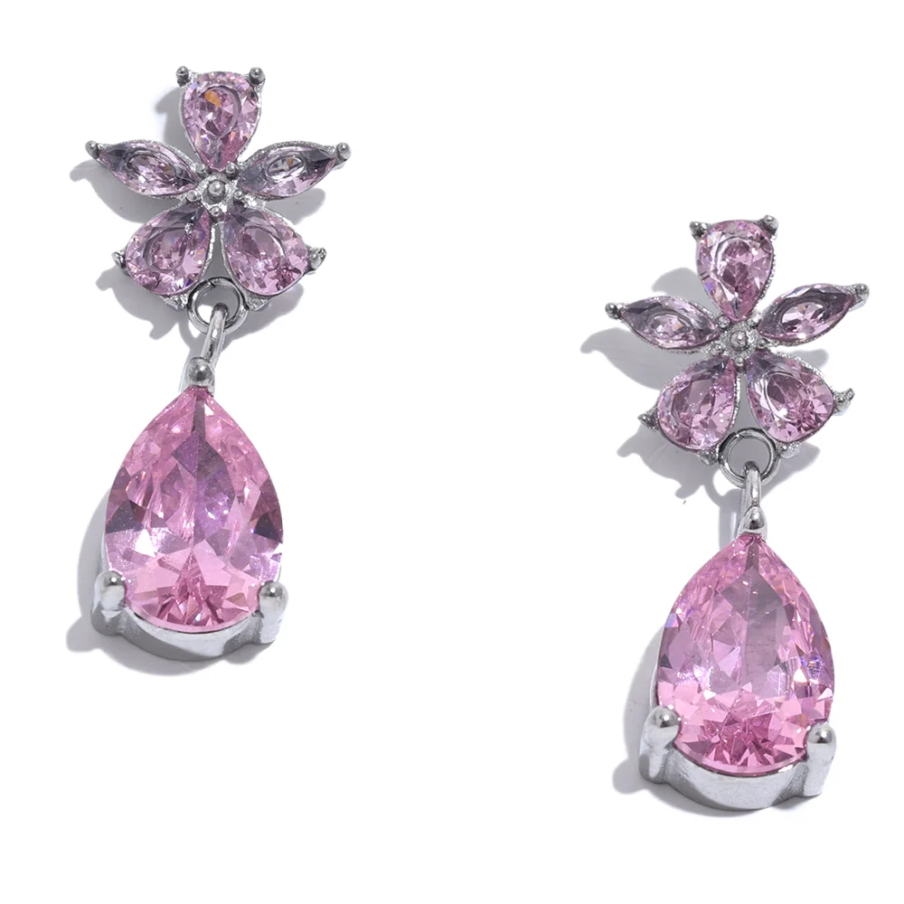 Luxury Colorful Flower Party Earrings - Ecru