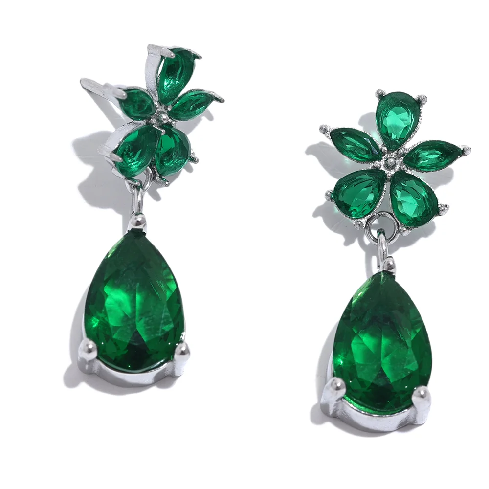Luxury Colorful Flower Party Earrings - Ecru