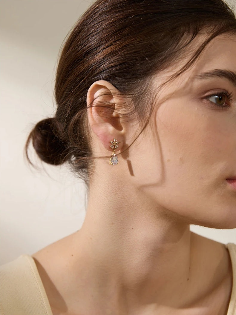 Luxury Colorful Flower Party Earrings - Ecru