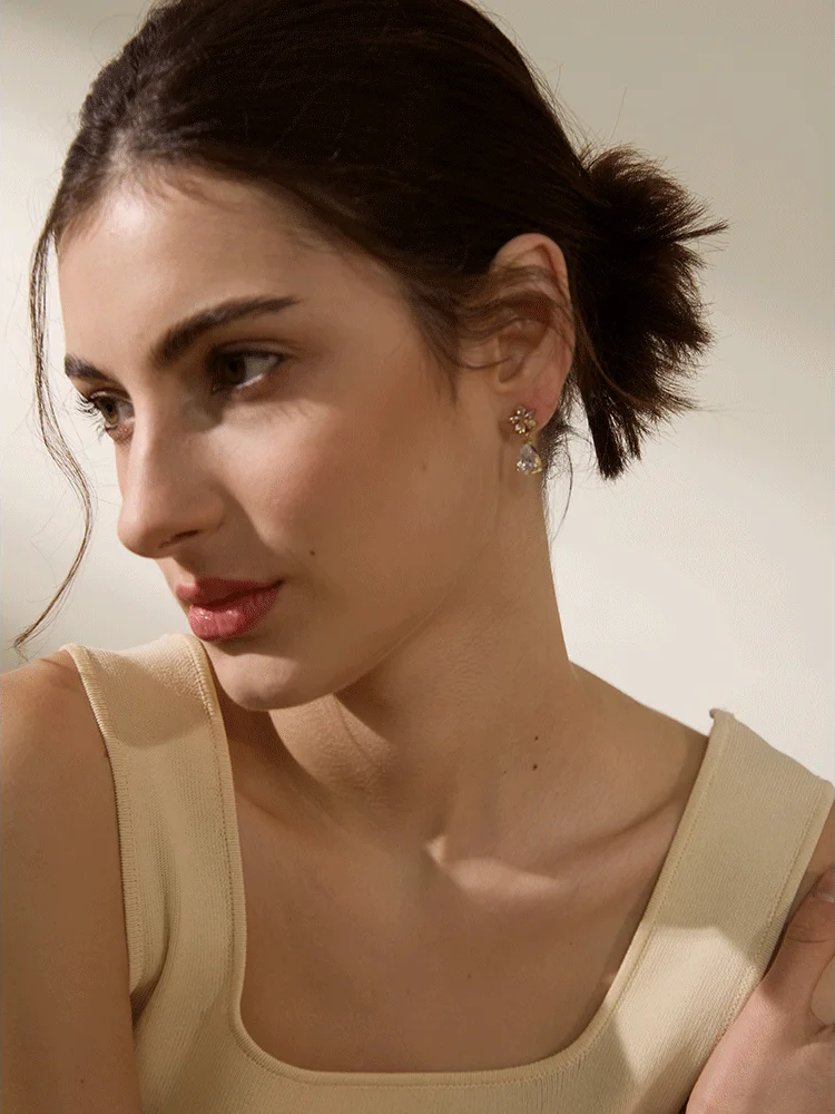Luxury Colorful Flower Party Earrings - Ecru