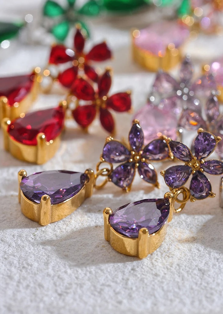 Luxury Colorful Flower Party Earrings - Ecru