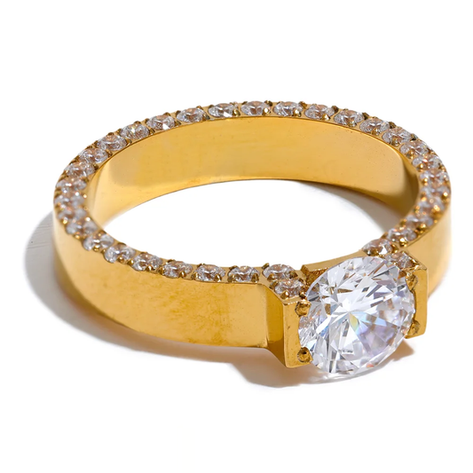 Luxury Cubic Zirconia Wedding Ring - Ecru