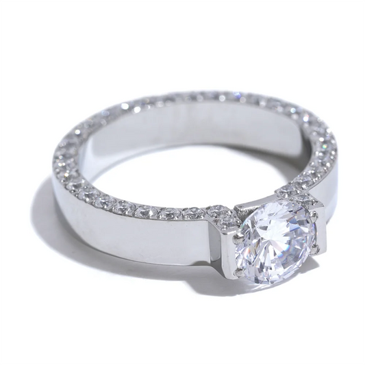 Luxury Cubic Zirconia Wedding Ring - Ecru