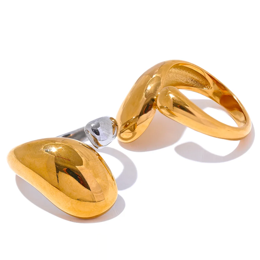 Metal Minimalist Stylish Statement Ring - Ecru
