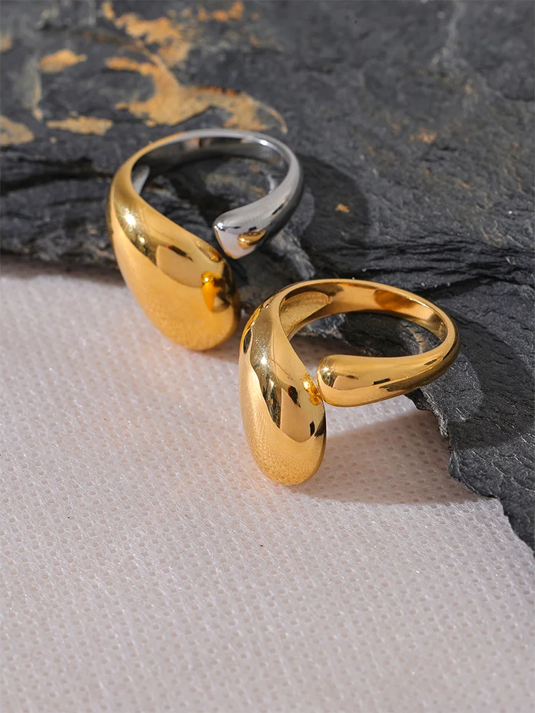 Metal Minimalist Stylish Statement Ring - Ecru