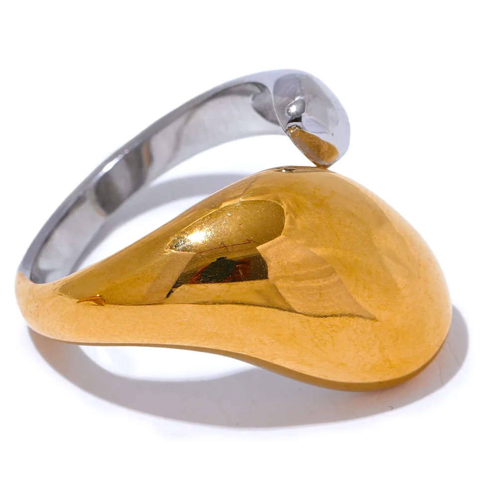 Metal Minimalist Stylish Statement Ring - Ecru