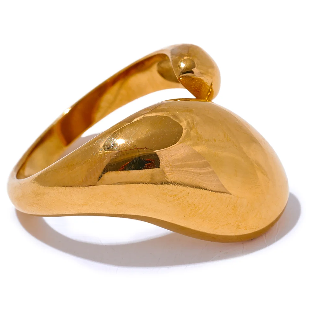 Metal Minimalist Stylish Statement Ring - Ecru