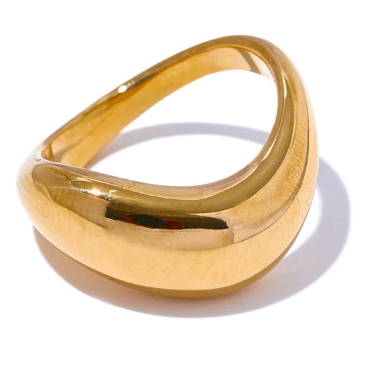 Minimalist Geometric Chunky Modern Ring - Ecru