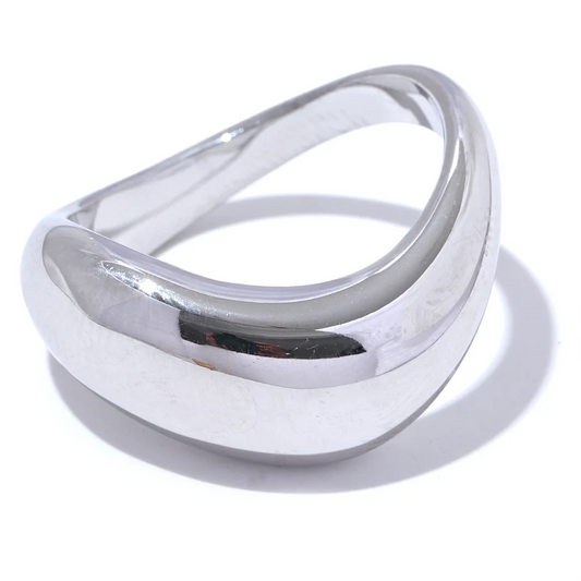 Minimalist Geometric Chunky Modern Ring - Ecru