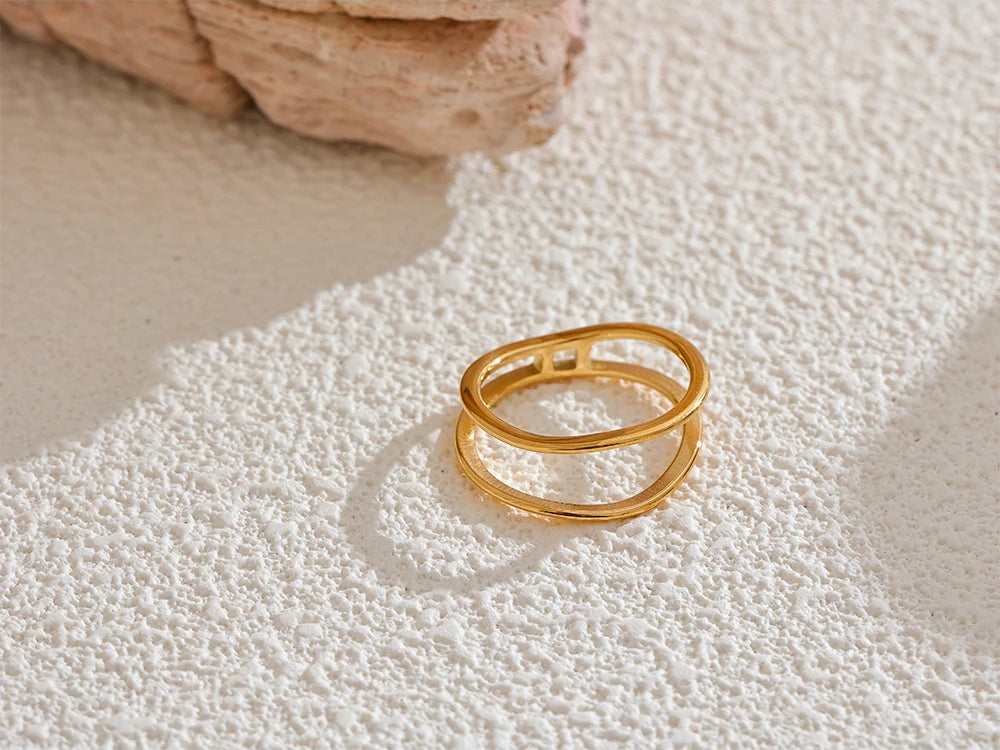 Minimalist Geometric Classic Statement Ring - Ecru