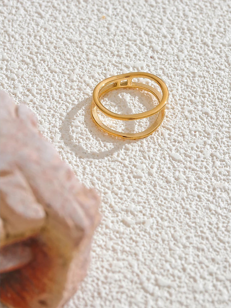 Minimalist Geometric Classic Statement Ring - Ecru
