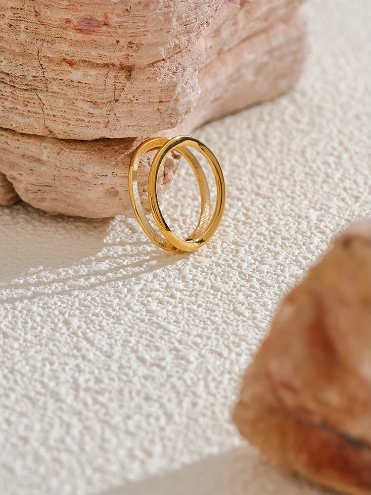 Minimalist Geometric Classic Statement Ring - Ecru
