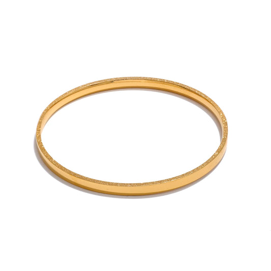 Minimalist Geometric Textured Bangle Bracelet - Ecru