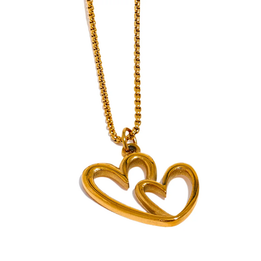 Minimalist Heart Hollow Drop Earrings, Necklace - Ecru
