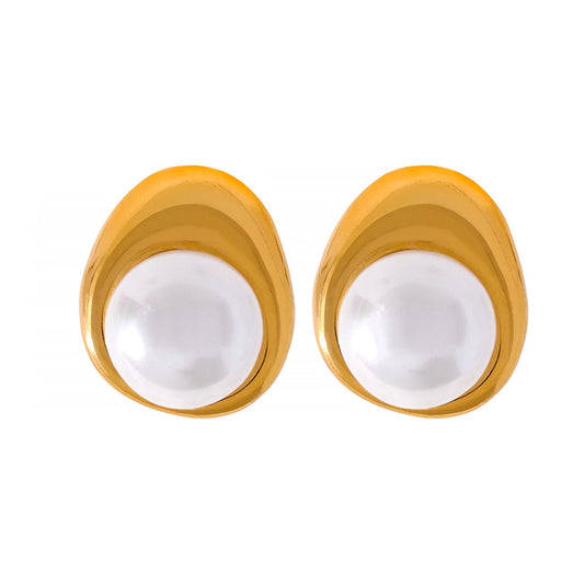 Minimalist Pearl Charm Jewelry Set, Earrings - Ecru