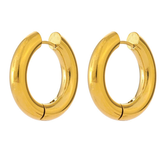 Minimalist Round Hollow Charm Earrings - Ecru