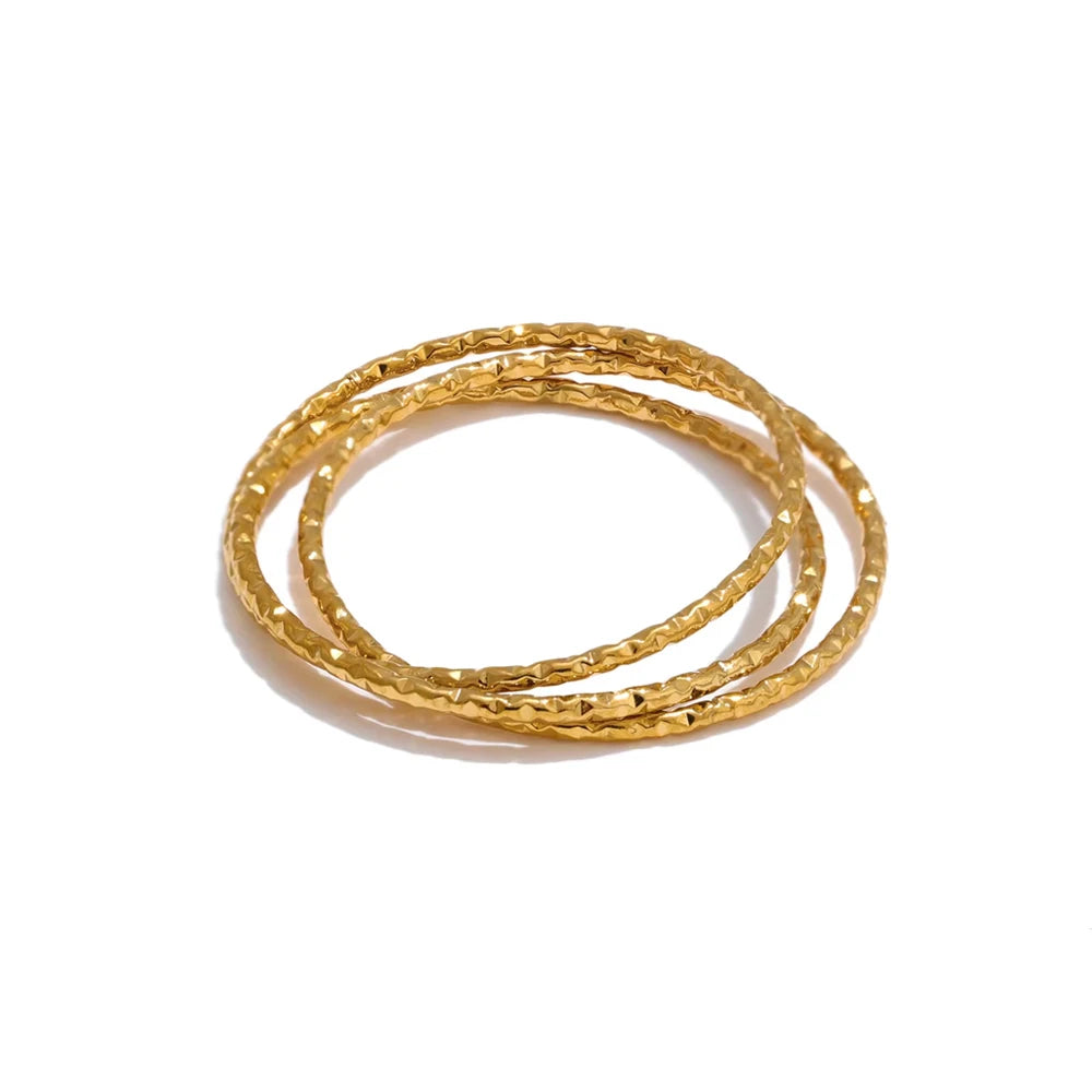 Minimalist Trendy Textured Stackable Ring - Ecru