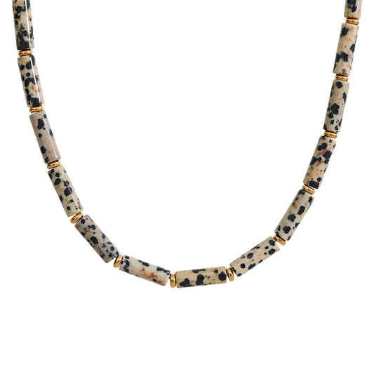 Natural Stone Unique Statement Necklace - Ecru