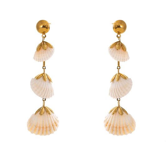 Ocean Shell Trendy Dangle Earrings - Ecru