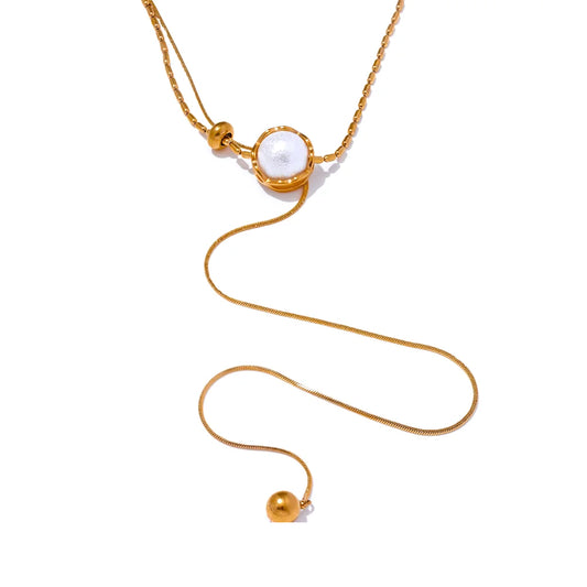Pearl Classic Pendant Modern Necklace - Ecru