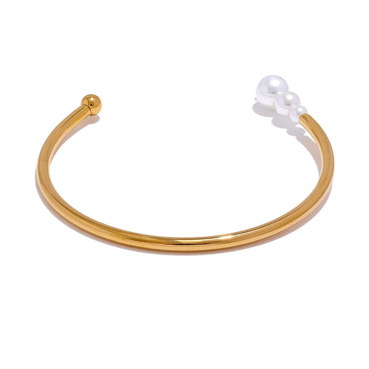Pearl Elegant Modern Cuff Bracelet - Ecru