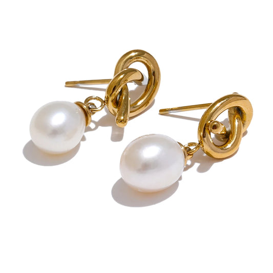 Pearl Knot Classic Drop Earrings - Ecru