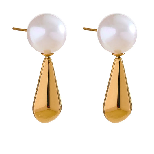 Pearl Shiny Classic Stud Earrings - Ecru