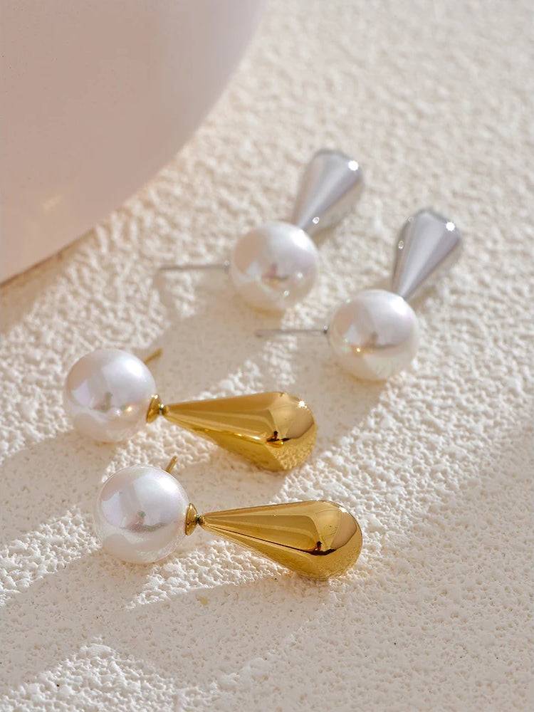 Pearl Shiny Classic Stud Earrings - Ecru