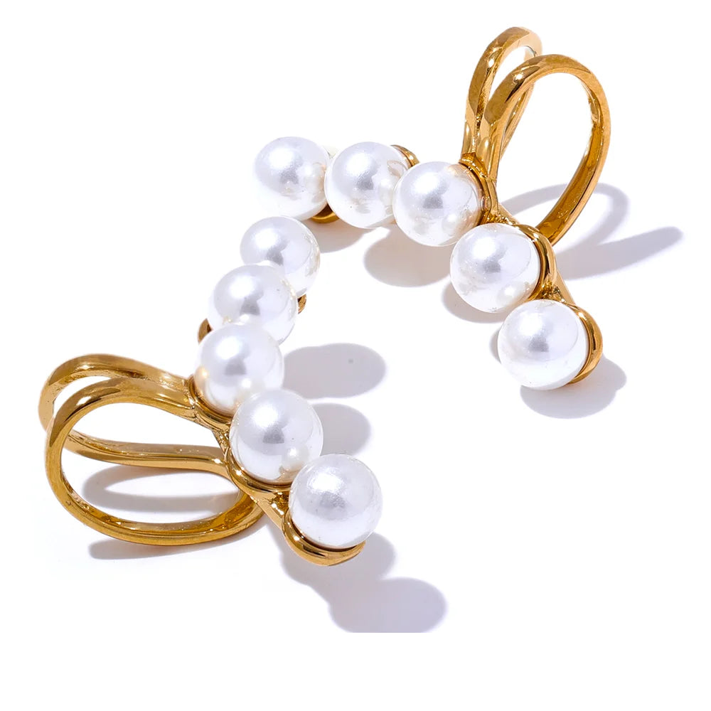 Pearl Shiny Refined Clip Earrings - Ecru