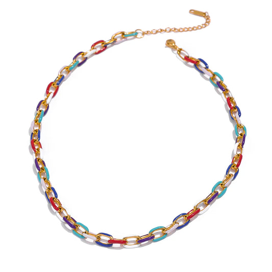 Rainbow Versatile Enamel Chain Set, Necklace - Ecru