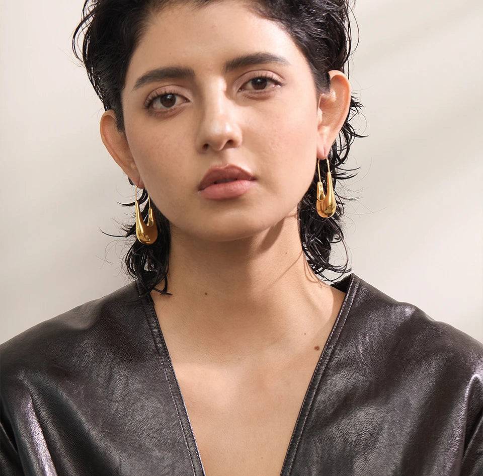 Refined Elegant Statement Hoop Earrings - Ecru