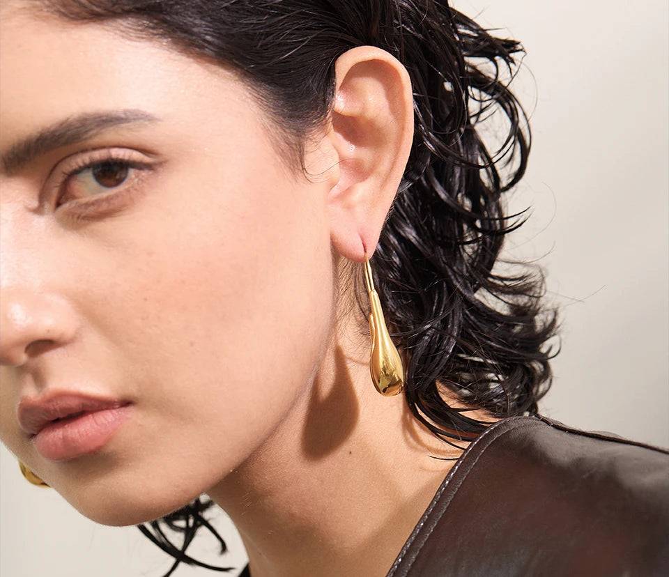 Refined Elegant Statement Hoop Earrings - Ecru