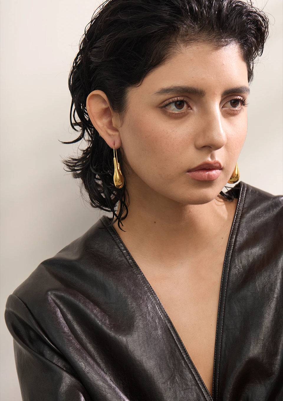 Refined Elegant Statement Hoop Earrings - Ecru